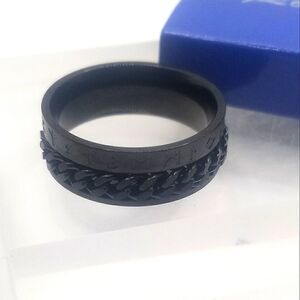 BLACK ROMAN CHAIN stainless steel RING band size 10